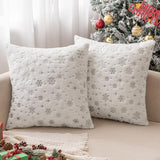 MIULEE Christmas Decorations Pillow Covers 20x20 Ivory Silver Snowflake