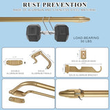 Double Curtain Rods, Wrap Around Curtain Rod for Windows, Internal Splicing 1'' Front and 5/8'' Back Adjustable Curtain Rod with Aluminum Finials and Brackets (Warm Gold, 28-86")