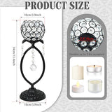 2 Pcs Elegant Metal Crystal Tea Light Candle Holders with Crystal Pendants, Hollow Design - Wedding Table Centerpieces for Anniversary Birthday Party, Home Decor (2, Black)