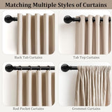 Black Curtain Rods for Windows 72 to 144 Inch 1" Diameter Heavy Duty Metal Adjustable Extra Long Blackout Traverse Window Treatment Rods with Decorative Finials Doorway Living Room Bedroom Kitchen