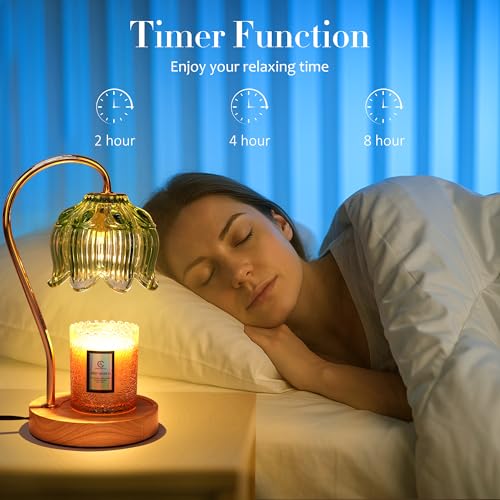 Flower Candle Warmer Lamp with Timer & Dimmer - Fits All Jar Scented Candles - Christmas & Mother's Day Gift for Women，Mom，Her