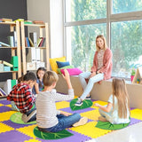 JarThenaAMCS 12 Pcs Green Leaf Classroom Carpet Kids Sitting Floor Seats Back to School Mats Non-Slip 3 Colors Leaf Rugs for Group Activity Learning Play Areas, 13.5 x 16 Inch