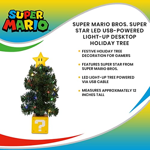 Nintendo Super Mario Bros. Super Star LED USB-Powered Light-Up Desktop Holiday Tree One Size