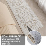 Vintage Runner Rug Non Slip for Hallway Bathroom Kitchen 2x10 ft, Ultra Soft Boho Carpet Runner with Low Pile Design Machine Washable Runner Rugs for Entryway Laundry Living Room Khaki, 2'x10'
