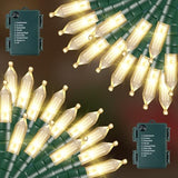 RECESKY 2 Pack Christmas String Lights with Built-in Timer - Total 100 LED 36ft Fairy Battery String Lights - Mini Lighting for Garden Festival Living room Xmas Tree Christmas Decorations - Warm White