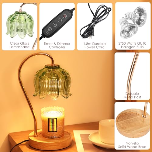 Flower Candle Warmer Lamp with Timer & Dimmer - Fits All Jar Scented Candles - Christmas & Mother's Day Gift for Women，Mom，Her