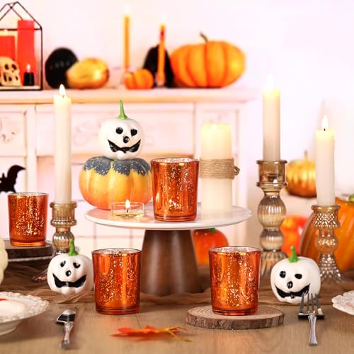 24Pcs Orange Votive Candle Holders Tea Lights Candles Holders