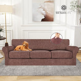 URBANLIFE Stretch Sofa Covers & Loveseat Couch Covers for 3 Cushion Sofa with 2 Cushion Sofa for Living Room Slipcover Set, Chocolate