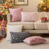 MIULEE Christmas Decorations Pillow Covers 20x20 Pink Silver Snowflake