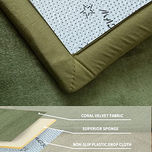 MAXYOYO Play Mat, 1.2" Thick Memory Foam Soft Padded Carpet with Non-Slip Backing, 3x5 ft Japanese Tatami Rug Living Room for Kids, Toddler, Children, Nusery(Olive Green)