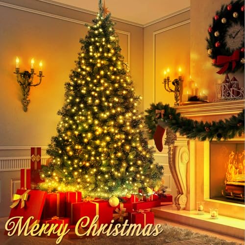 JTSIOV Christmas Tree Lights, 65FT/20M 200 LED Christmas Lights Plug in, 8 Modes Waterproof Outdoor Lights Indoor, Memory Function, Connectable String Lights for Party, Patio, Wedding (Warm White)
