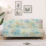 Starfish Armless Futon Cover Elastic Futon Couch Cover Replacement Removable Couch Slipcover Non-Slip Furniture Protector for Coastal Theme Living Room Hotel