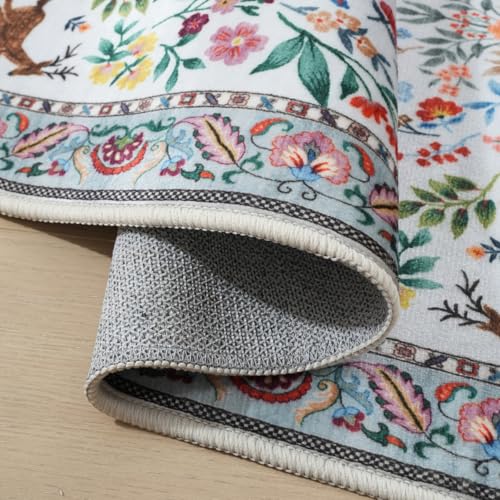 Rugcomf Runner Rug 2'7"x8' Floral Washable Non Slip, Colorful