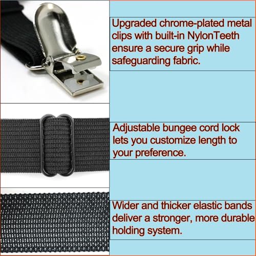 Sofa Cover Holder Straps Suspenders, Sofa Couch Covers Clip Fasteners, Adjustable Elastic Straps for Sofa Seat Recliner Slipcover, Cushion Holders (8, Black) 6-30in/15-75cm
