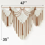 IOWER Boho Woven Wall Hanging Handwoven Brown and White Geometric Tapestry Handmade Macrame Decor for Modern Bedroom Living Room Apartment Office Home 47" W x 35" L