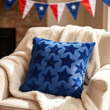 ONFAON 4th of July Pillow Covers 18x18 Set of 2 Blue Embroidery Star Independence Day Decorations Home of The Free Memorial Day Patriotic Throw Cushion Case for Home Sofa Couch