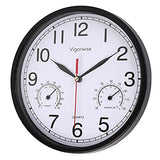 Wall Clock, Sweep Silent Movement Accurate Clocks with Temperature & Humidity, Decorative for Kitchen/Living Room/Bedroom/Office/School/Classroom (Black, 8 inch)