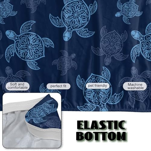Suobstales Sea Turtle Print Stretch Armless Futon Cover, Futon Mattress Cover Soft Sofa Bed Slipcovers with Elastic Bottom, Foldable Sofa Slipcovers Washable Couch Covers