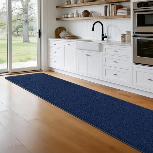 Runner Rug for Hallway, 2x10 Navy Blue Washable Non Slip Runner Rug