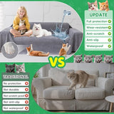 Cat Scratch Proof Furniture Protector - Anti-Slip, Waterproof Sofa Cover to Keep Cats Off, Pet-Friendly Anti-Scratch Couch Protectors for 3 Cushion Couch, Gray Sofa Cover for Pets and Kids 118"X71"