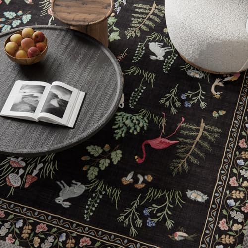 9x12 Area Rugs for Living Room: Washable Bedroom Rug Vintage Stain Resistant Non Slip Low Pile Soft Lightweight Carpet for Kitchen Dining Room Farmhouse Nursery Kids Room Home Office