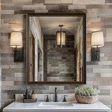 Retro Copper Effect Framed Wall Mirror, 30x36 Rectangle Mirror, Anti-desilvering Tempered Glass, Sustainable&Sturdy Frame, Anti-Rust, HD Reflection &3min Fast Setup for Bathroom Living Room