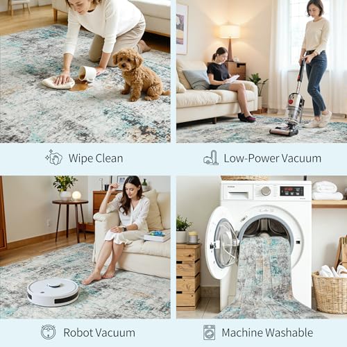 8x10 Area Rugs for Living Room Large Washable Abstract Rug Multi Color
