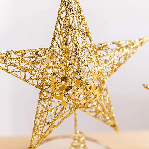 10” Christmas Tree Topper Star Christmas Tree Decoration Indoor Party Home Decoration (Gold)