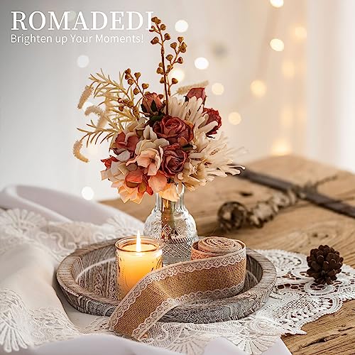 Romadedi Farmhouse Wooden Candle Tray, 11 Inch Round, Whitewashed