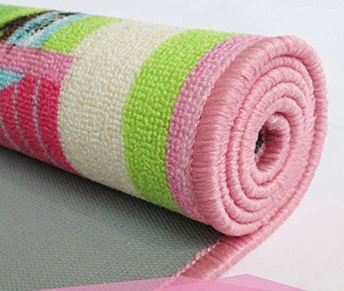 HUAHOO Pink Girls Bedroom Rugs Cartoon Castle Kids Rug Bedroom Floor Rugs Nylon Cartoon Kids Living Room Carpet (100cm*133cm(39''*52''))