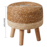YMYNY Foot Stool,12.6"Round Small Ottoman, Natural Seagrass Hand Weave