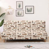 Cowboy Horse Armless Futon Cover Elastic Couch Cushion Cover Removable Futon Sofa Bed Slipcover Adjustable Furniture Protector for Home Living Room Decorations