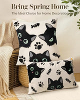 Embroidered Throw Pillow Cover 20x20 Inch, Cat Bone