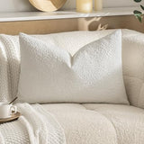 MIULEE Textured Boucle Lumbar Pillow Cover for Bed 16x24 White