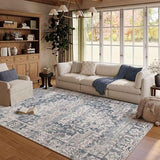 Blue Area Rugs 5x7 Washable Rug for Living Room Bedroom