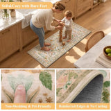 HEBE Boho Kitchen Rugs Set of 3, Non Slip Washable Kitchen Mats for Floor