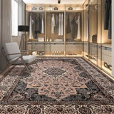 4x6 Area Rugs for Living Room, Washable Rug Vintage Floral, Brown