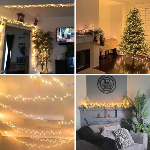 Christmas Lights Clear White 50 Count, 13ft Incandescent Mini String Lights Plug in Warm White with White Wire for Mantle Christmas Tree Indoor Outdoor Xmas Wedding Party Decorations
