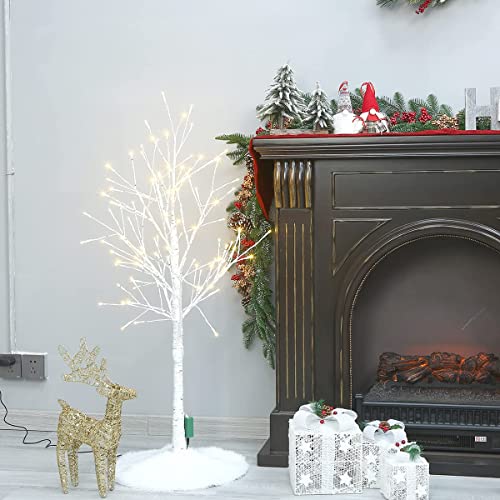 Sattiyrch Small Christmas Tree Skirt 18in, Faux Fur White Xmas Small Tabletop Christmas Tree Skirt (White Faux Fur, 18in)