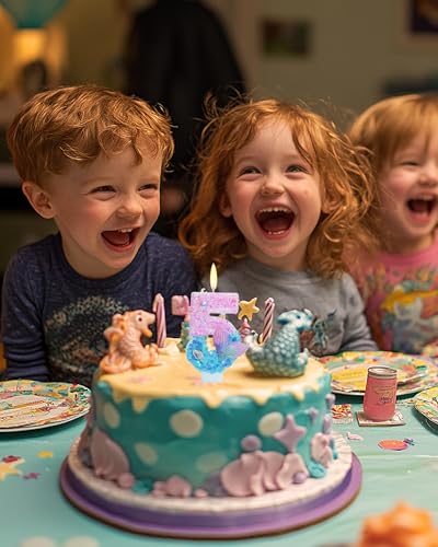 Mermaid Themed Birthday Candles, Number 5 Girls Glitter Birthday Party Supplies,Anniversary Party Decor,2.87 inch Cake Topper Decorations (Mermaid Themed, Number 5)