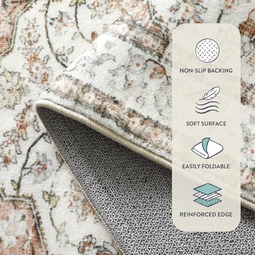 Lahome Oriental Kitchen Runner Rug 2.5x10 Washable Hallway Runner Non-Slip Rug Runners for Hallways 10ft Ultra-Thin Soft Rug Boho Indoor Low-Pile Carpet for Entryway Laundry Room Helena Terracotta