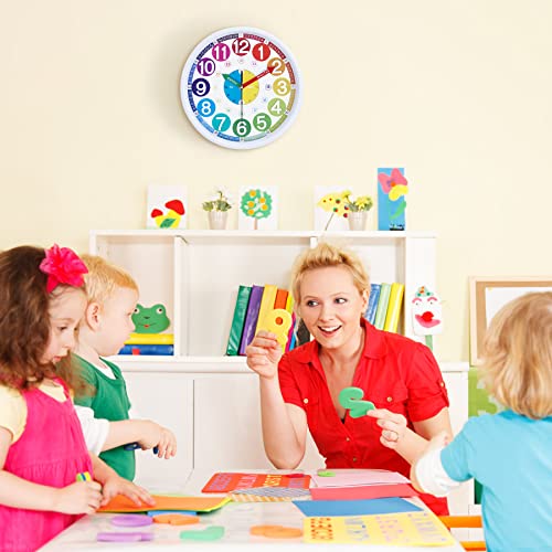 Lafocuse 12 Inch 3D Numbers Silent Kids Wall Clock, Learn to Tell Time Clock for Kids, Rainbow Learning Wall Clock for Kids' Room School Classroom Playroom
