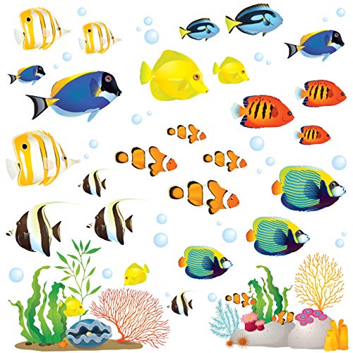 DECOWALL Coral Reef Fish Wall Stickers for Kids – Ocean Sea Life Peel and Stick Removable Wall Decals for Nursery, Bedroom & Playroom Decor (DS4-8035)