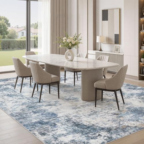 9x12 Area Rug for Living Room Washable Abstract Indoor Carpet
