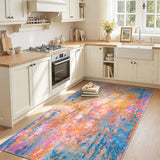 Entryway Rug 3x6 Rainbow Bedroom Area Rug Washable Non Slip Abstract Boho Rugs for Indoor Entry, Kitchen, Classroom, Bathroom, Kids Girls Room, Office, College Dorm Small Carpet