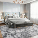 9x12 Area Rug Living Room: Washable Non Slip Modern Abstract Rug Black Grey