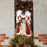 Retrowavy 12 Inch Black Angel Christmas Tree Topper Standing African American Black Angel Figurines Treetop for Decoration(Classic Style)