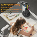 Desk Lamp with Wireless Charger, LED Desk Lamps for Home Office with Pen Holder, Dimmable Eye-Caring Study Desk Light Flexible Arm 3 Color Modes for College Dorm, 800 Lumens CRI 90