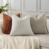 decorUhome Textured Chenille Throw Pillow Covers 24x24 Set of 2 Light Brown