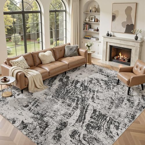 10x14 Area Rug for Living Room Washable Abstract Indoor Carpet